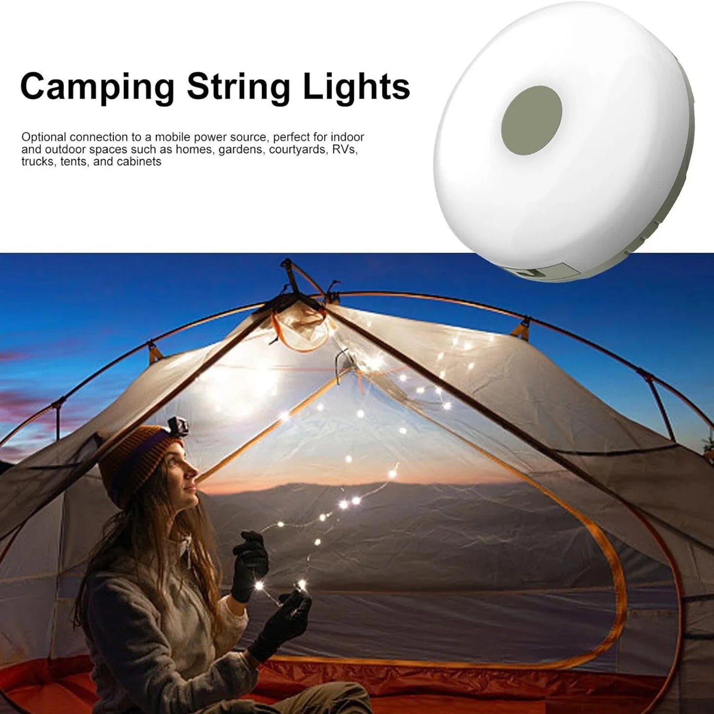 Luces de Camping 2 en 1 Impermeables y Portátiles USB