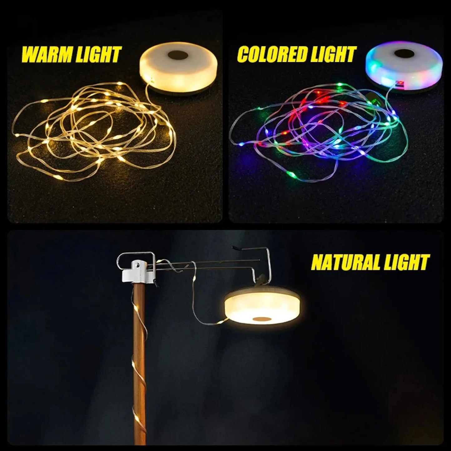 Luces de Camping 2 en 1 Impermeables y Portátiles USB